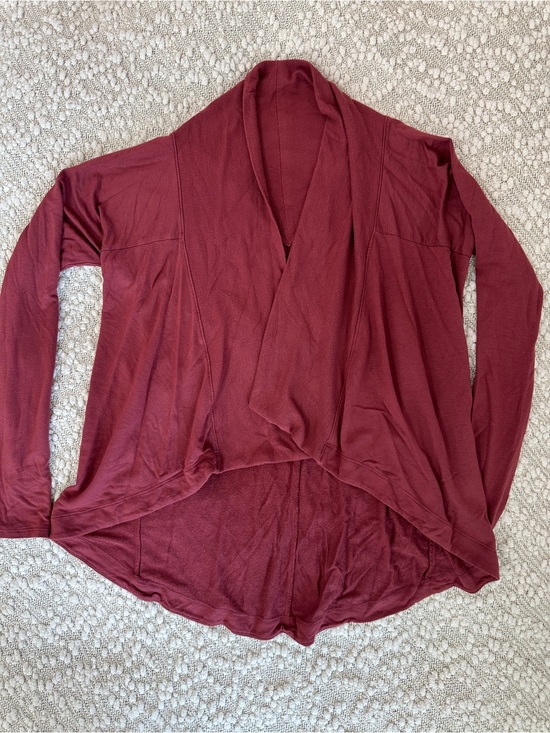 Athleta Sweaters - Athleta Pranayama Wrap Cardigan XS Burgundy Maroon Open Front Yoga Sweater